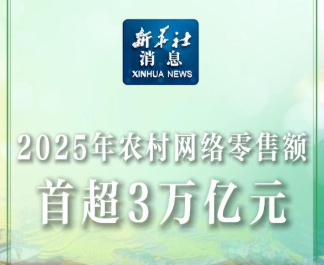 新华社消息丨2025年农村网络零售额首超3万亿元